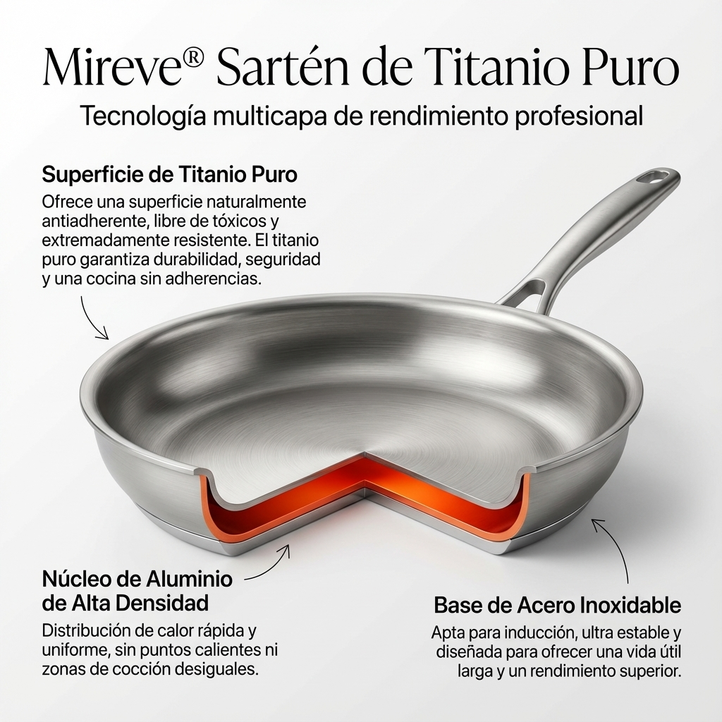 Sartén de Titanio Puro Antiadherente Mireve®