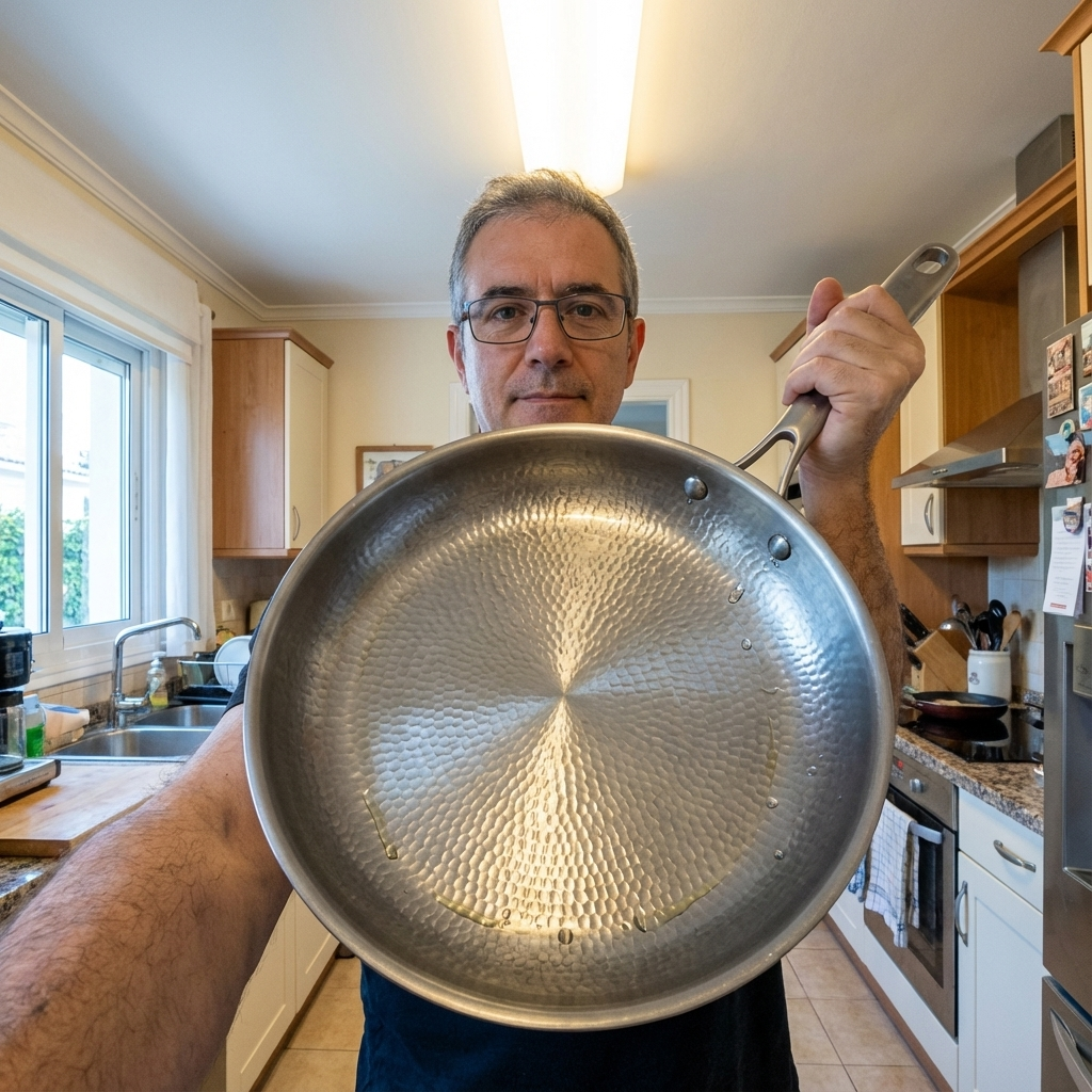 Sergio salteando verduras crujientes en la sartén Mireve